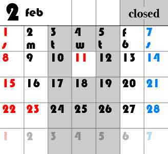 2月のカレンダー