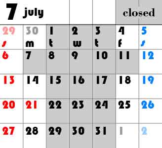 7月のカレンダー